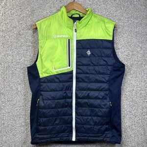 Sunice Vest Mens Medium Navy Green Puffer Full Zip Golf Insulated Outdoor